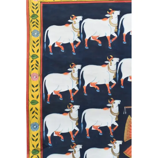 buy Traditional Pichwai Painting - Shrinathji & White cows