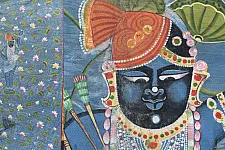 Antique look Pichwai Painting - Shrinathji & Kamal Tal