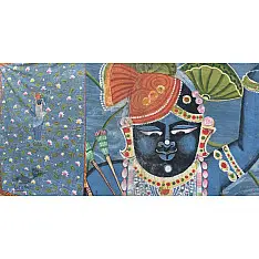 Antique look Pichwai Painting - Shrinathji & Kamal Tal
