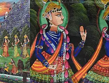 Old Antique Pichwai Painting - Krishna With Panihari
