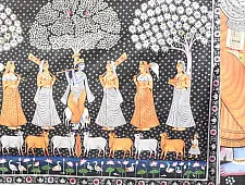 Pichwai Painting - Krishna with Sakhi