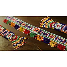 Shubh - Labh ⁂ Glass Bead  Temple ⁂ Temple Toran ( Set of Three ) new