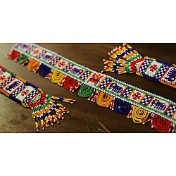 Shubh - Labh ⁂ Glass Bead  Temple ⁂ Temple Toran ( Set of Three ) new