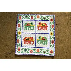 Shubh-Laabh . शुभ लाभ ⁂ Glass Bead Wall Hanging / Hathi Motif Chakda