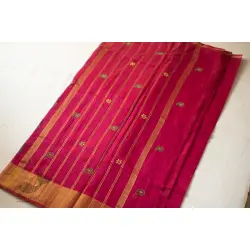 Ramaa . रमा | Hand Embroidered Chanderi Silk Saree - Rani Pink