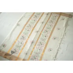 Ramaa . रमा | Kantha Embroidered Silk Saree With Resham Border - White