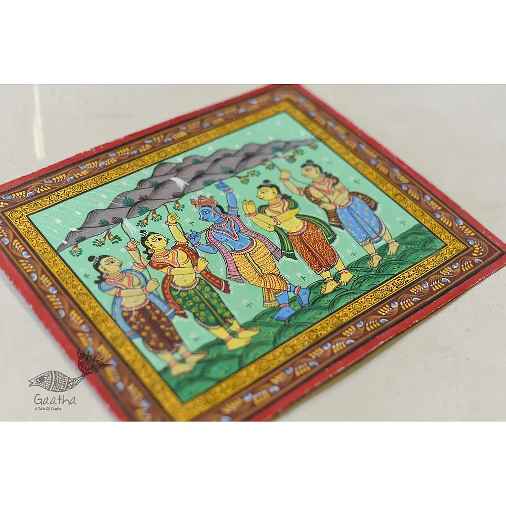 shop patachitra painting - krishna & Govardhan