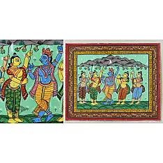 Pattachitra Painting | Krishna Govardhan  Parvat