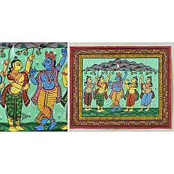 Pattachitra Painting | Krishna Govardhan  Parvat