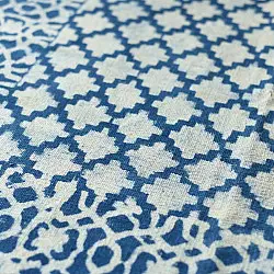 A finite infinity ❧ Indigo Dabu Block Printed Dhurrie ( 5 X 3 Feet)