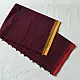 handloom begampuri pure cotton saree in deep wine maroon with mustard yellow pinstripes, black woven temple borders, and tassel fringe