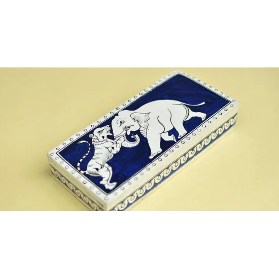 Wooden box ☀  Elephant ( Indigo )