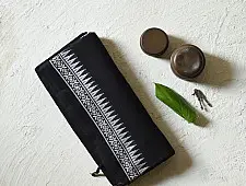 Sadaa . सदा ✡ Begampuri Pure Cotton Black Saree With Woven Border