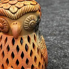 Terracotta Tales | Pottery Art ~ T Light Holder - Owl Shape