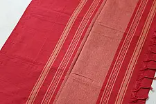 Sadaa . सदा | Begampuri Handloom Temple Border- Pure Cotton Red Saree