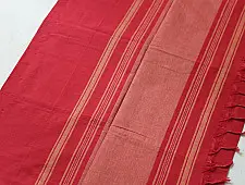 Sadaa . सदा | Begampuri Handloom Temple Border- Pure Cotton Red Saree