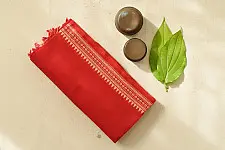 Sadaa . सदा | Begampuri Handloom Temple Border- Pure Cotton Red Saree
