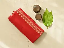 Sadaa . सदा | Begampuri Handloom Temple Border- Pure Cotton Red Saree
