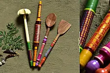 Rasoi ✯ Kutch lacquer ladles { Set of Four } ✯ 9