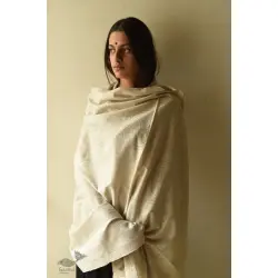 Pasham | Pashmina Kashmiri Shawl ~ Sozni Jamawar Embroidery - White on White