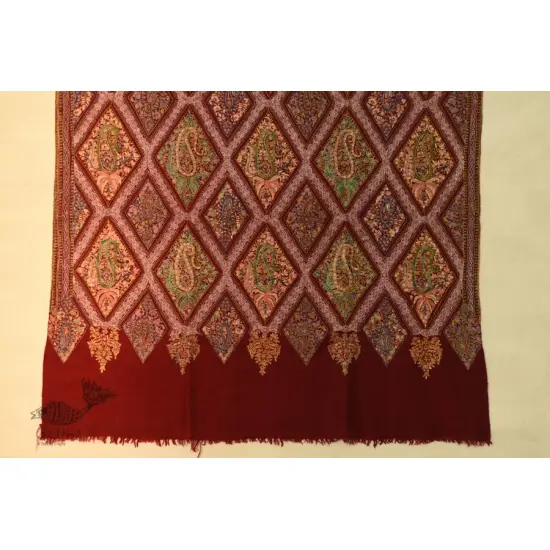 shop Pashmina Shawl - Sozni Jamawar Embroidery - Maroon