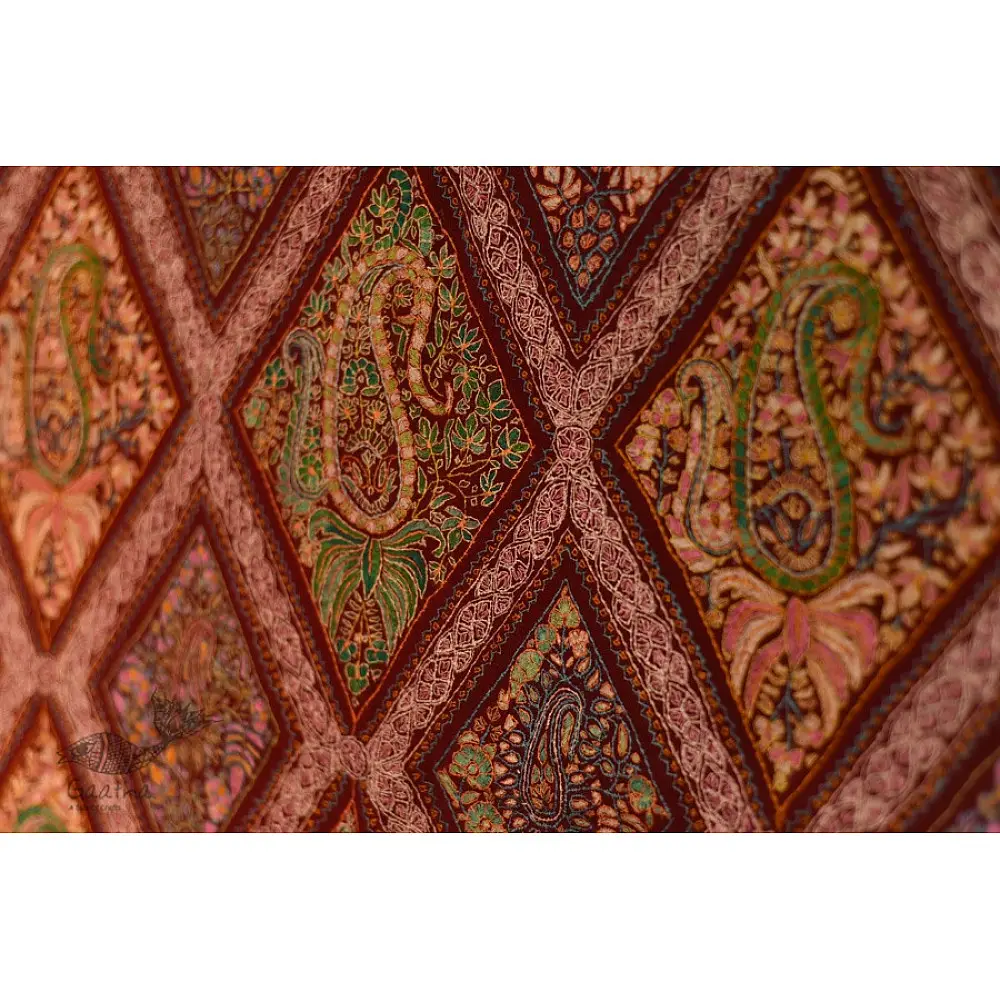 shop Pashmina Shawl - Sozni Jamawar Embroidery - Maroon