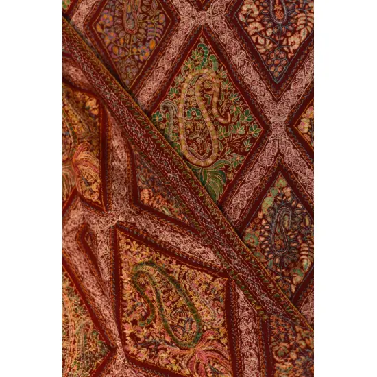 shop Pashmina Shawl - Sozni Jamawar Embroidery - Maroon