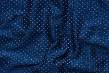Mashru ✧ Silk+cotton Fabric ( Per meter ) ✧ Blue Fabric With White Dots