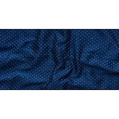 Mashru ✧ Silk+cotton Fabric ( Per meter ) ✧ Blue Fabric With White Dots
