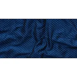 Mashru ✧ Silk+cotton Fabric ( Per meter ) ✧ Blue Fabric With White Dots