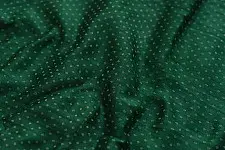 Mashru ✧ Silk+cotton Fabric ( Per meter ) ✧ Green Fabric With White Dots