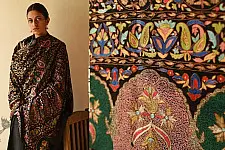 Pasham | Black - Pashmina Shawl with Zari Jamawar Embroidery 