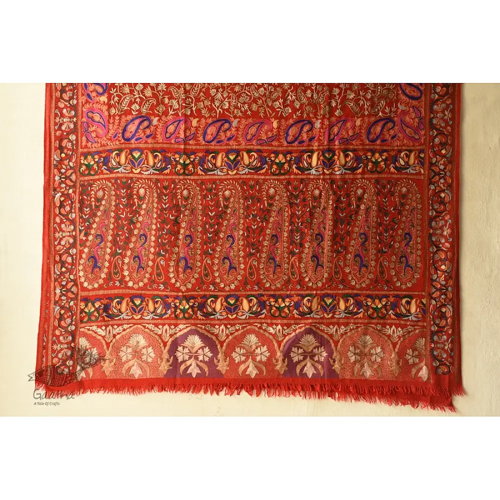 shop Kashmiri Pashmina Shawl with zari Jamawar Embroidery