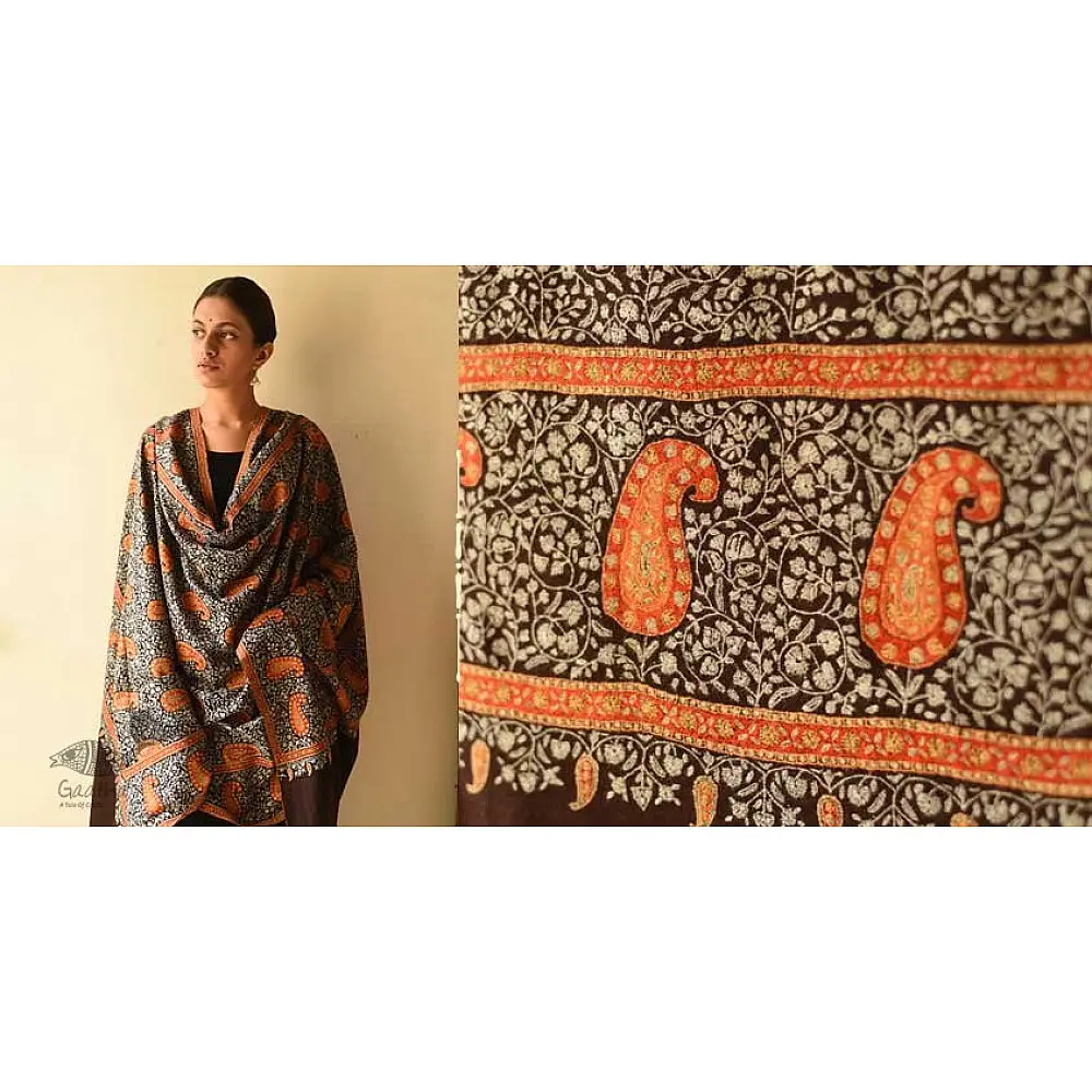 shop Sozni Jamawar Embroidered Pashmina Shawl