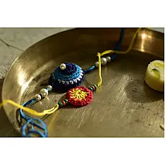 Crocheted Celebrations ❁ Handmade Crochet Flower Rakhi (Set of Two) ❁ C