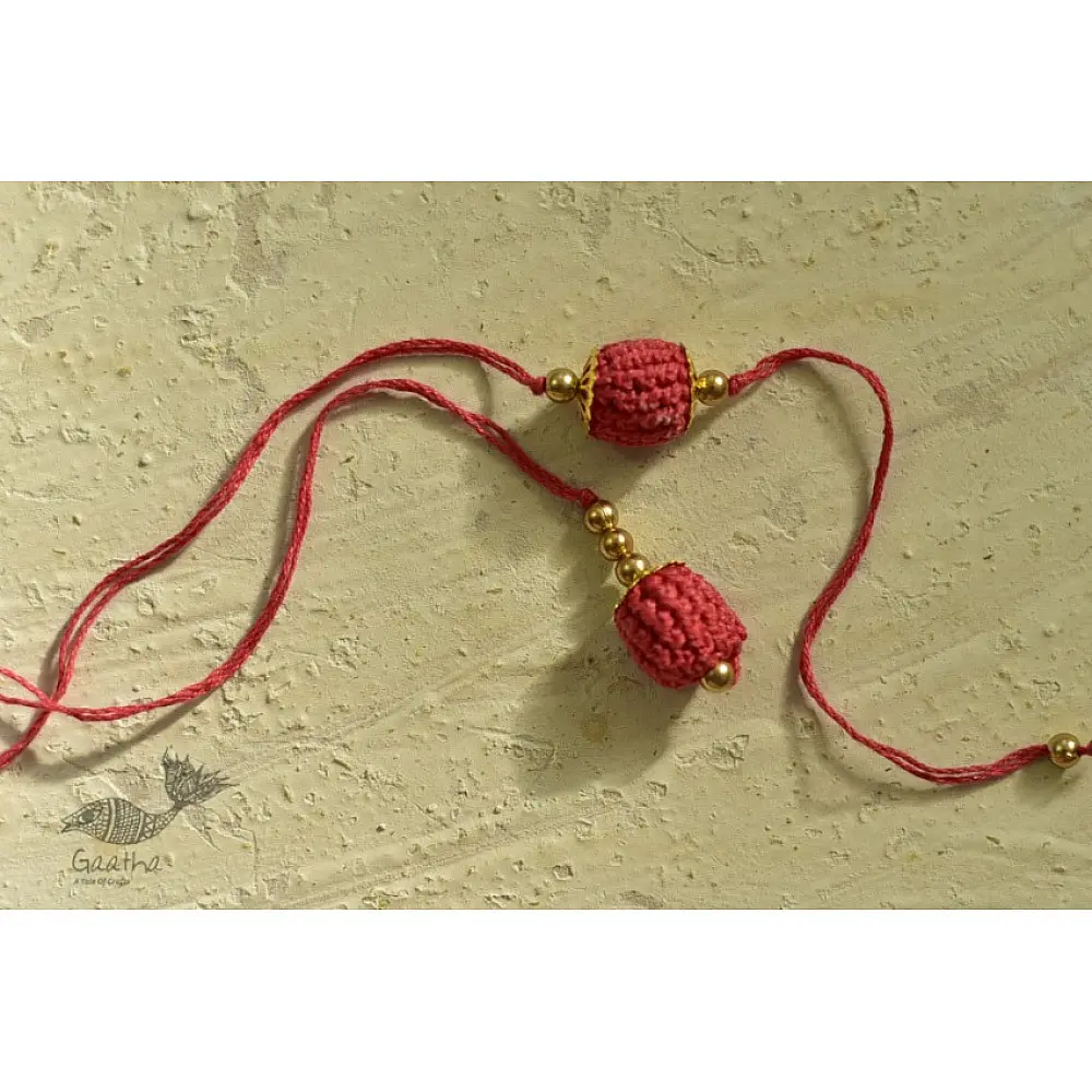 shop online latest collection of handmade crochet rakhi & Lumba Set