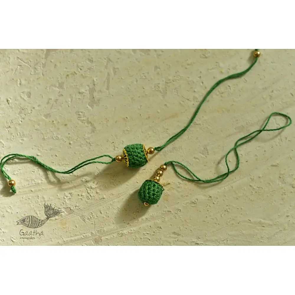 shop online latest collection of handmade crochet rakhi & Lumba Set