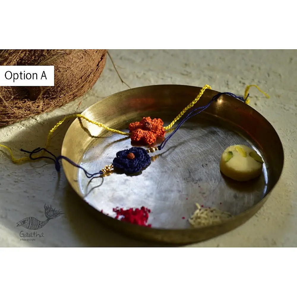 shop online latest collection of handmade crochet rakhi sets