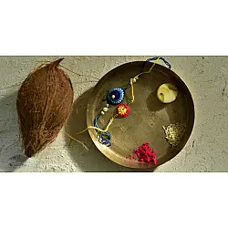 Crocheted Celebrations ❁ Handmade Crochet Flower Rakhi (Set of Two) ❁ C
