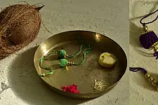 Crocheted Celebrations ❁ Handmade Crochet Rakhi & Lumba Set (Six Color Options) ❁ D