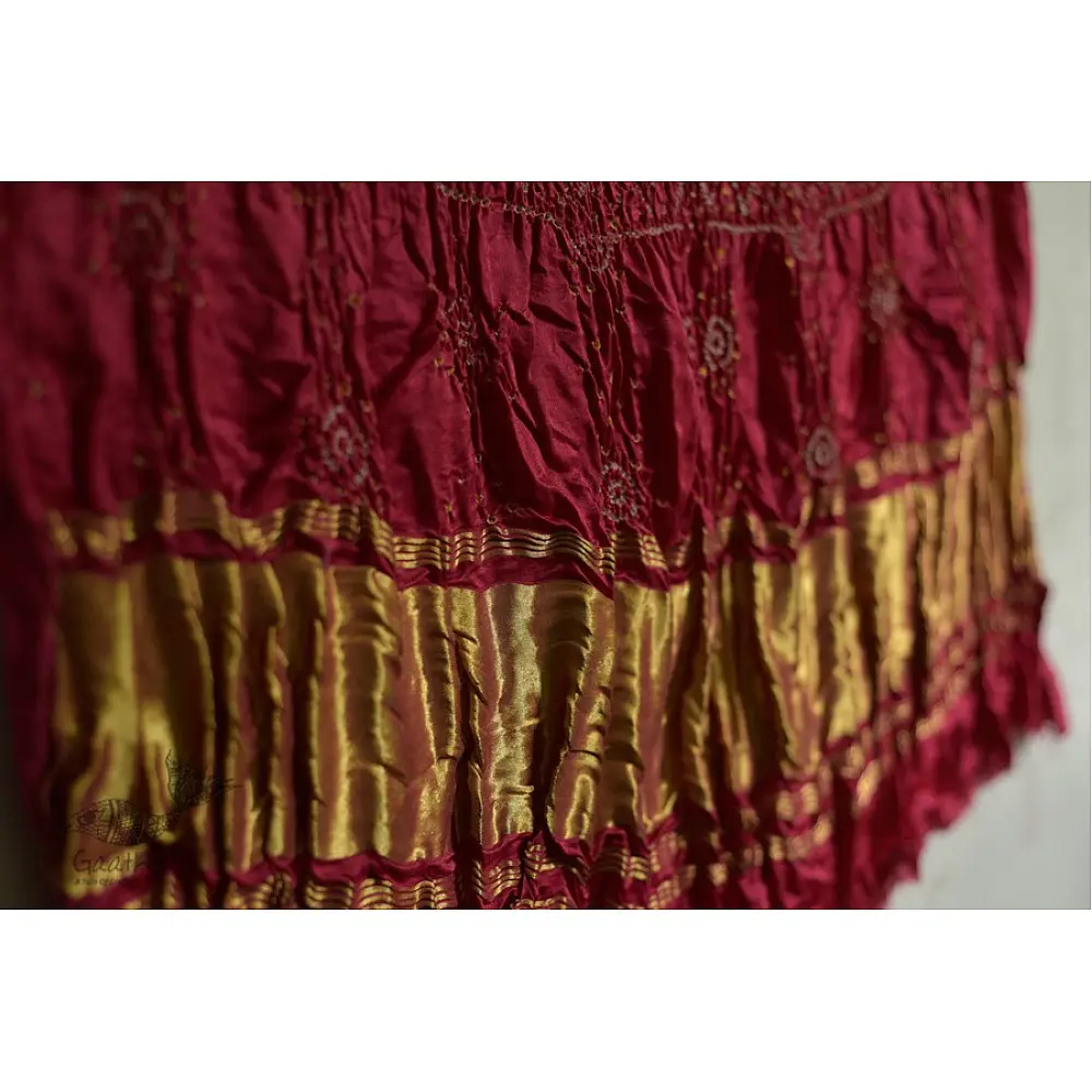 shop online gajji silk bandhni dupatta with zari pallu