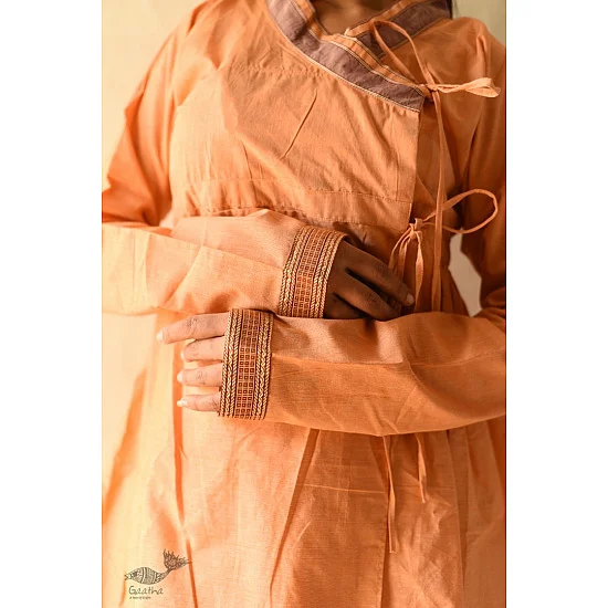 shop Handloom Cotton - Stitched Plain orange Kediyu