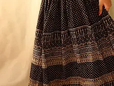 Flowers in a River - Jawariya Block Printed Long Skirt / Ghagra - B