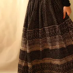 Flowers in a River - Jawariya Block Printed Long Skirt / Ghagra - B