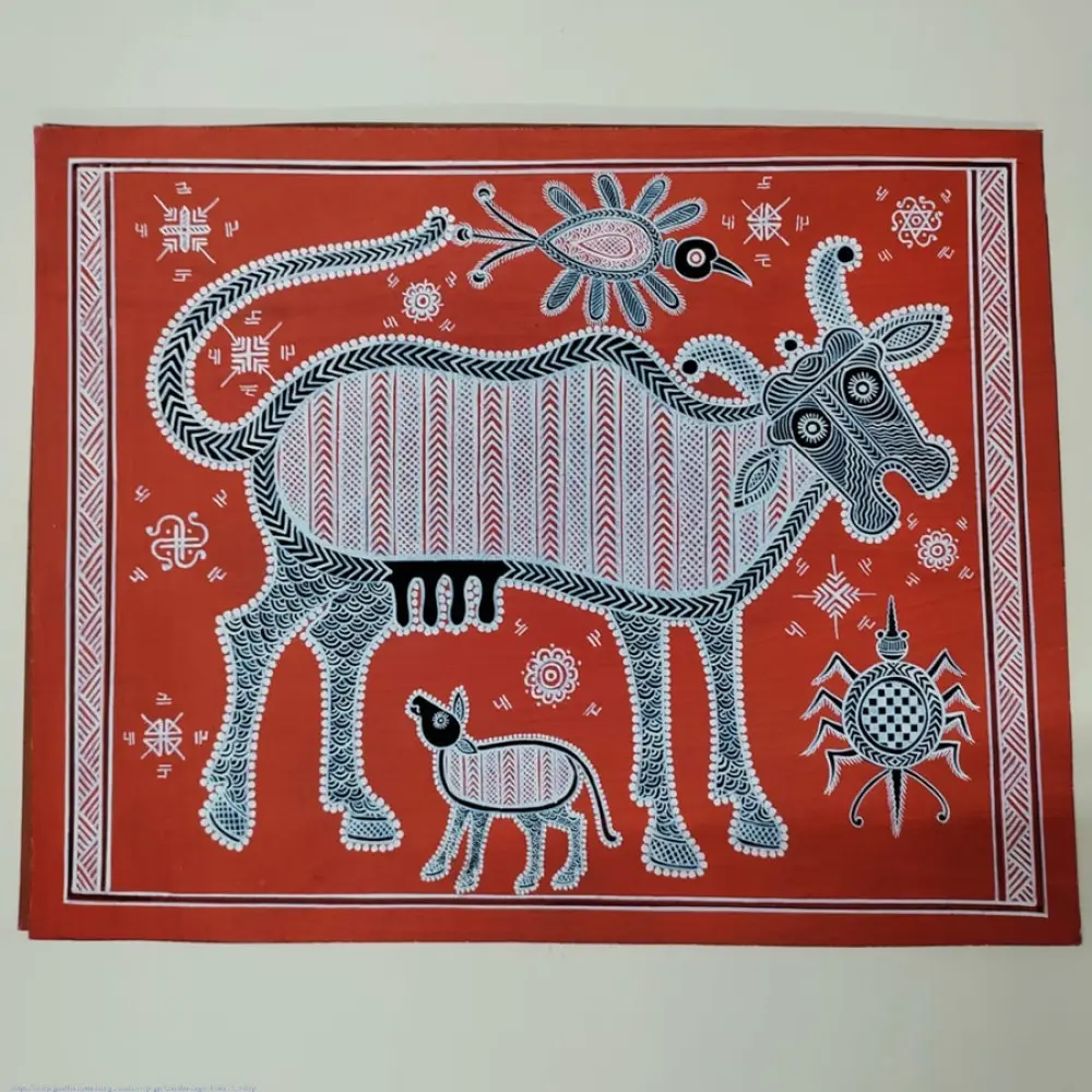 shop Mandana Art - Painting  ~ Cow ( 11 x 14 inch)