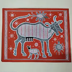 Mandana Art - Painting  ~ Cow ( 11 x 14 inch)
