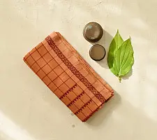 Sadaa . सदा | Begampuri Handloom Rust Brown Check Cotton Saree