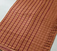Sadaa . सदा | Begampuri Handloom Rust Brown Check Cotton Saree