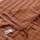 handloom begampuri pure cotton saree in rust brown with red fine grid check pattern, woven temple borders, and tassel fringe