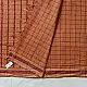 handloom begampuri pure cotton saree in rust brown with red fine grid check pattern, woven temple borders, and tassel fringe